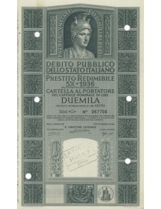 CARTELLA 2000 LIRE P. REDIMIBILE 5% SERIE G - ITALIA 1955