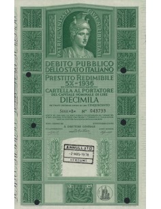 CARTELLA 10000 LIRE P. REDIMIBILE 5% SERIE B - ITALIA 1955