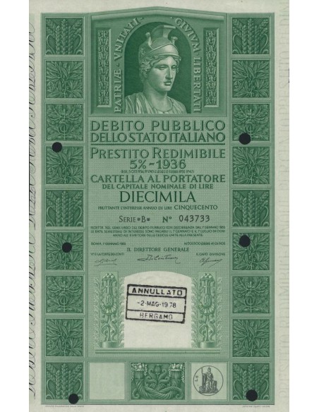 CARTELLA 10000 LIRE P. REDIMIBILE 5% SERIE B - ITALIA 1955
