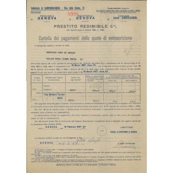 CARTELLA DEI PAGAMENTI - P. REDIMIBILE 5% GENOVA 1937