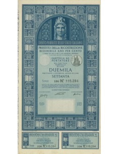 CARTELLA 2000 LIRE - P. DELLA RICOSTRUZIONE 3,50% - 1947
