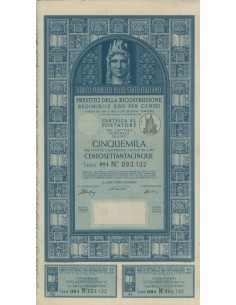 CARTELLA 5000 LIRE - P. DELLA RICOSTRUZIONE 3,50% - 1947
