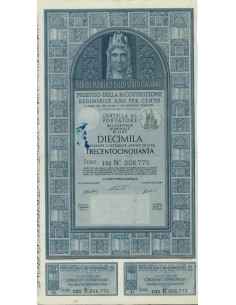 CARTELLA 20000 LIRE - P. DELLA RICOSTRUZIONE 3,50% - 1947