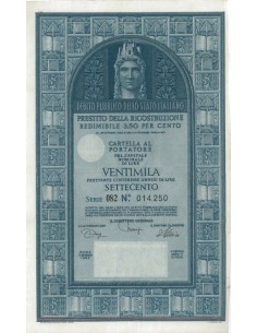 CARTELLA 20000 LIRE - P. DELLA RICOSTRUZIONE 3,50% - 1968