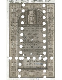 CARTELLA 10000 LIRE - P. DELLA RICOSTRUZIONE 5% - 1972