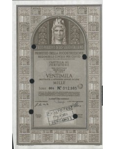 CARTELLA 20000 LIRE - P. DELLA RICOSTRUZIONE 5% - 1972