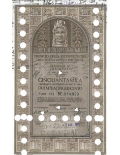 CARTELLA 50000 LIRE - P. DELLA RICOSTRUZIONE 5% - 1984