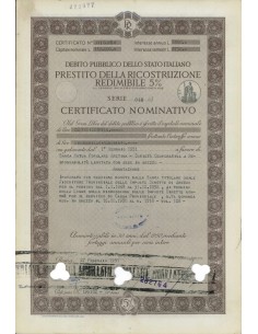 CERT. NOMINATIVO - P. DELLA RICOSTRUZIONE 5% - 1951
