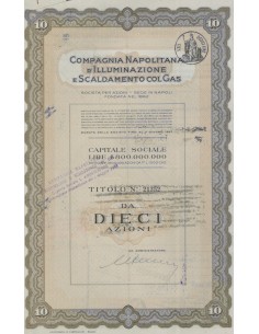 COMPAGNIA NAPOLITANA D' ILLUMINAZIONE E SCALDAMENTO COL GAS - Titolo di dieci azioni