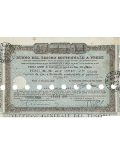 BUONO DEL TESORO SETTENNALE - 20 BUONI ROMA 1921