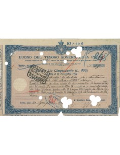 BUONO DEL TESORO NOVENNALE - LIRE 500 ROMA 1925
