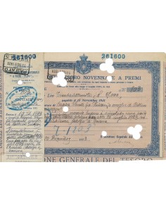 BUONO DEL TESORO NOVENNALE - INTERESSE 5,20% ROMA 1923