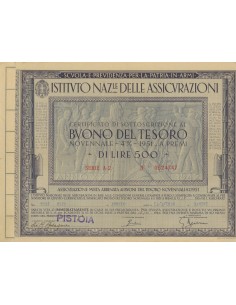 BTP NOVENNALE 500 LIRE SERIE A-2 - IST. NAZ. DELLE ASSICURAZIONI 1942