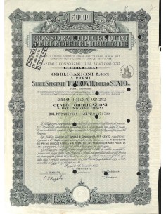 CONS. DI CREDITO PER LE OPERE PUBBLICHE FERROVIE DELLO STATO 100 OBBL. 5,50% ROMA 1953