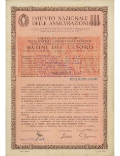 BTP NOVENNALI - POLIZZA DI ASSIC. - IST. NAZ. DELLE ASSICURAZIONI 1943