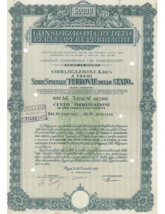 CONS. DI CREDITO PER LE OPERE PUBBLICHE FERROVIE DELLO STATO 100 OBBL. 5,50% ROMA 1955
