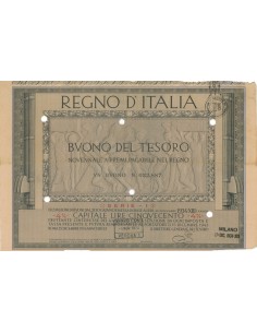 BUONO DEL TESORO NOVENNALE - SERIE I MILANO 1934