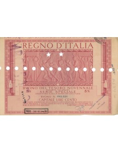 BUONO DEL TESORO NOVENNALE - SERIE SPECIALE TRIESTE 1937