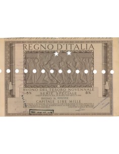BUONO DEL TESORO NOVENNALE - SERIE SPECIALE TRIESTE 1936