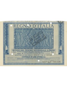 BUONO DEL TESORO NOVENNALE - SERIE A NAPOLI 1940