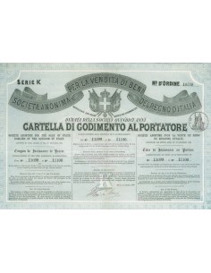 SOC. ANON. PER LA VENDITA DI BENI DEL REGNO D`ITALIA 2 OBBL. SERIE K TORINO 1865