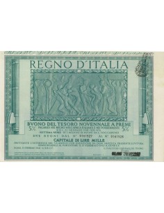 BUONO DEL TESORO NOVENNALE - SETTIMA SERIE MILANO 1941