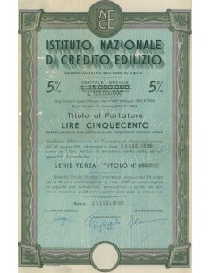 ISTITUTO NAZ. DI CREDITO EDILIZIO - TITOLO AL PORTATORE 5% ROMA 1950
