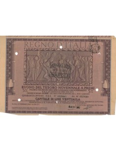 BUONO DEL TESORO NOVENNALE - 16MA SERIE ROMA 1941