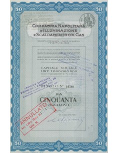 COMPAGNIA NAPOLITANA D' ILLUMINAZIONE E SCALDAMENTO COL GAS - Titolo di cinquanta azioni