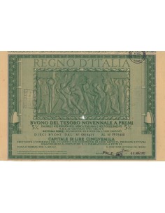 BUONO DEL TESORO NOVENNALE - SETTIMA SERIE PALERMO 1941