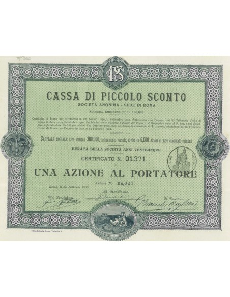 CASSA DI PICCOLO SCONTO 1 AZIONE ROMA 1902