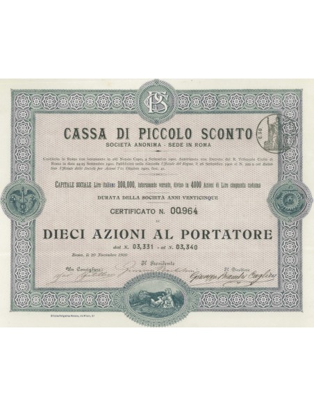 CASSA DI PICCOLO SCONTO 10 AZIONI ROMA 1900