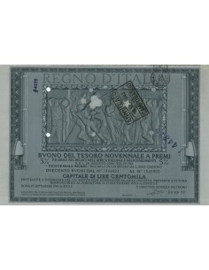 BUONO DEL TESORO NOVENNALE - 20ESIMA SERIE ROMA 1941