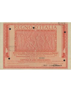 BUONO DEL TESORO NOVENNALE - 41ESIMA SERIE PALERMO 1942