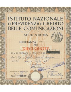 IST. NAZ. DI PREVIDENZA E CREDITO DELLE COMUNICAZIONI 10 QUOTE- ROMA 1950