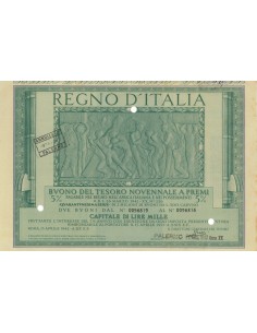 BUONO DEL TESORO NOVENNALE - 41ESIMA SERIE PALERMO 1942