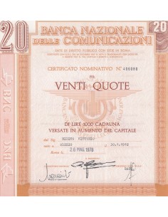 BANCA NAZIONALE DELLE COMUNICAZIONI 20 QUOTE - ROMA 1978