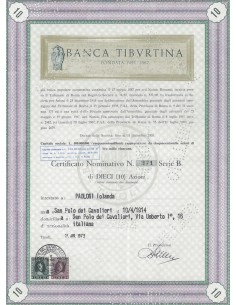 BANCA TIBURTINA 10 AZIONI TIVOLI 1973