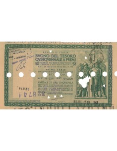 BUONO DEL TESORO QUINQUENNALE - SERIE PRIMA MILANO 1943