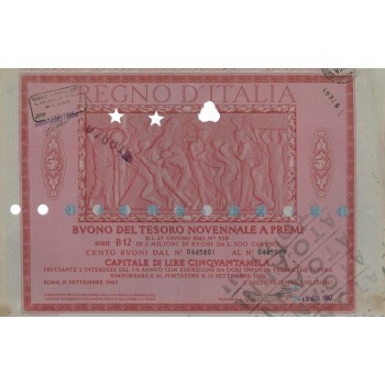 BUONO DEL TESORO NOVENNALE - SERIE B12 VARESE 1947