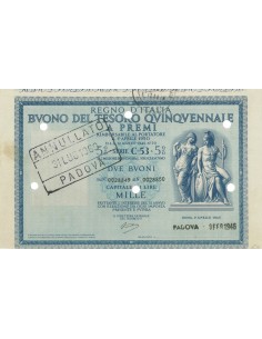 BUONO DEL TESORO QUINQUENNALE - SERIE C53 PADOVA 1946