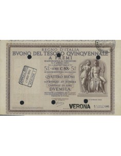 BUONO DEL TESORO QUINQUENNALE - SERIE C88 VERONA 1946