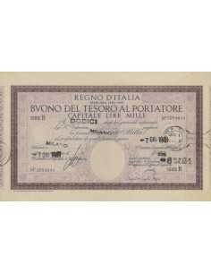 BUONO DEL TESORO MILLE LIRE - SERIE B MILANO 1947