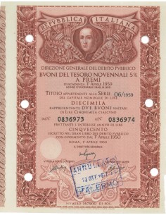 BTP NOVENNALE SERIE 06/1959 - 5000 LIRE ROMA 1950