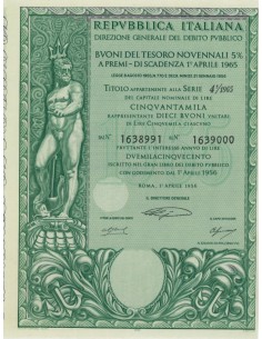 BTP NOVENNALI SERIE 04/1965 - 50000 LIRE ROMA 1956