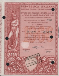 BTP NOVENNALI SERIE 01/1966 - 10000 LIRE ROMA 1957