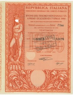 BTP NOVENNALI SERIE 07/1966 - 20000 LIRE ROMA 1957