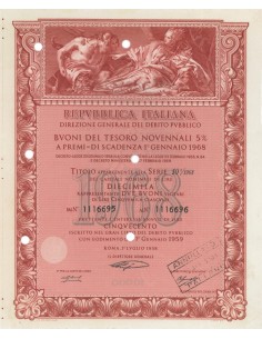 BTP NOVENNALI SERIE 10/1968 - 10000 LIRE ROMA 1958