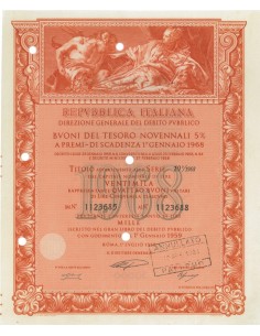 BTP NOVENNALI SERIE 10/1968 - 20000 LIRE ROMA 1958