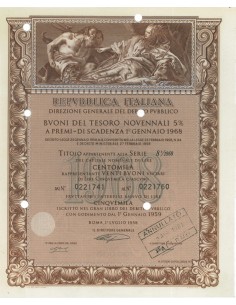 BTP NOVENNALI SERIE 08/1968 - 100000 LIRE ROMA 1958